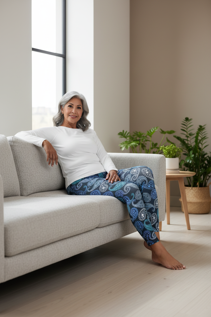 Blue Paisley Leggings – Lifestyle